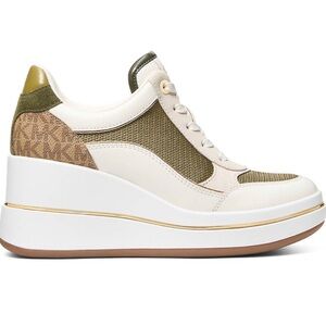 MICHAEL Michael Kors Cream and Olive Wedge Sneakers